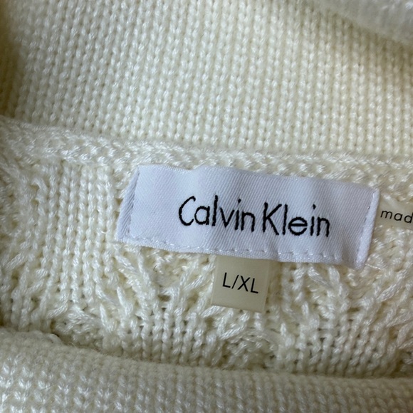 Calvin Klein Classic Cream CowlNeck Pancho Sweater Size Large Extra Large - Picture 8 of 16